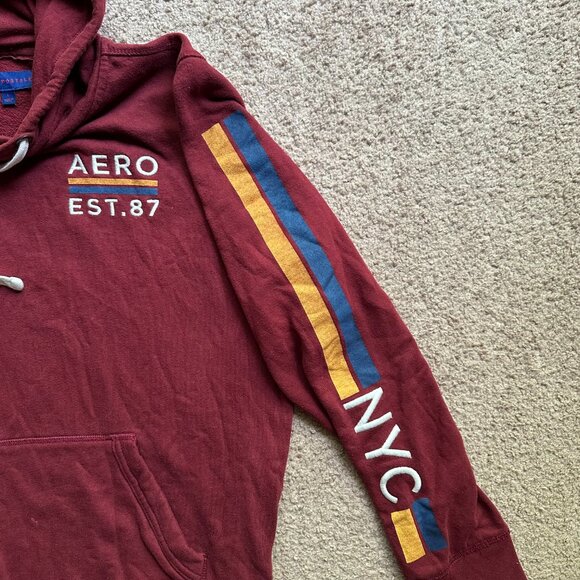 Aeropostale Sweatshirt Mens Large Hoodie Pullover Red Long Sleeve - Picture 10 of 10